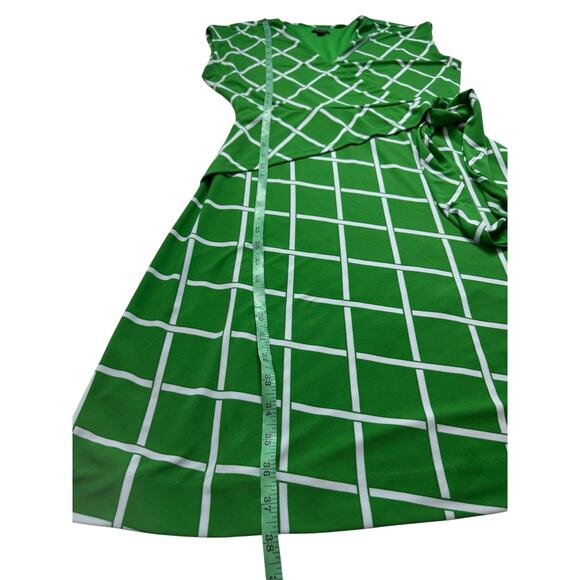 ANN TAYLOR Lattice Knit Wrap Dress Green Gray Size Small Plaid Stretch #500885 - Picture 10 of 10